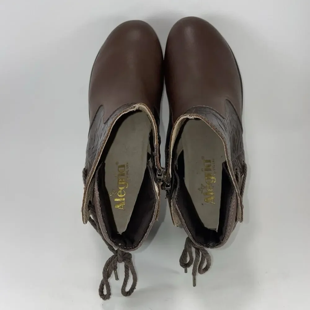 Alegria Stevee Boots Womens Size 38, US Size 8-8.5 Brown Embossed Floral STE-796 - Picture 6 of 13